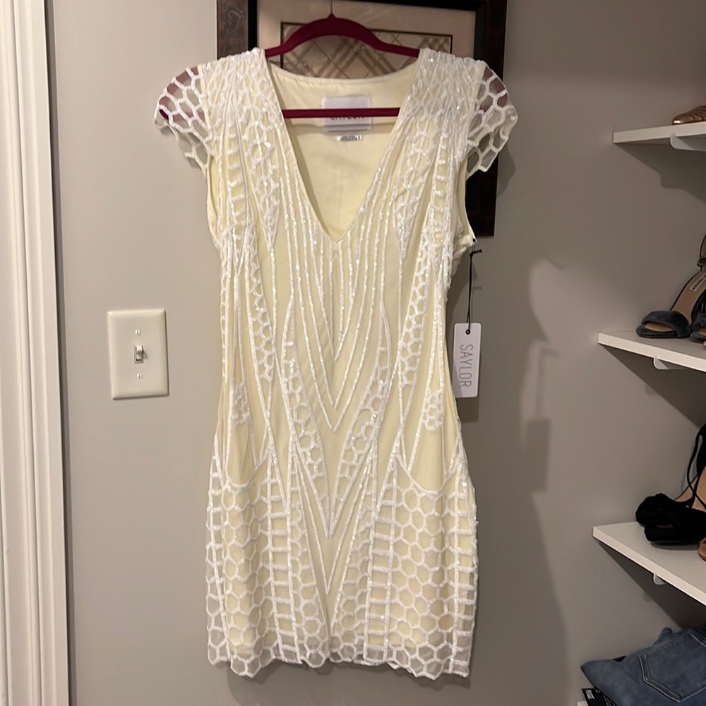Saylor white sequined mini dress